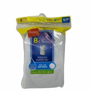 Hanes Boys' 8 Pk Ribbed Tank White Size S/P 6-8
